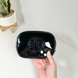 Tory Burch Patent Leather Cosmetic Pouch Black